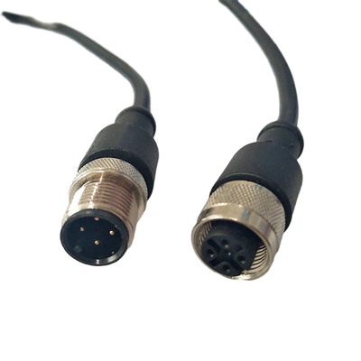 Längen-Mann Metallschrauben-Phoenix M12 Kabel-100cm zum weiblichen Schwarzen mit PVC-Abdeckung