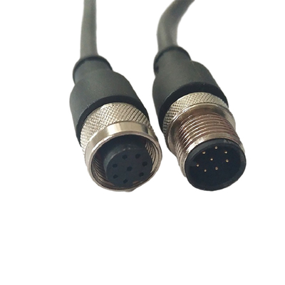 Längen-Mann Metallschrauben-Phoenix M12 Kabel-100cm zum weiblichen Schwarzen mit PVC-Abdeckung