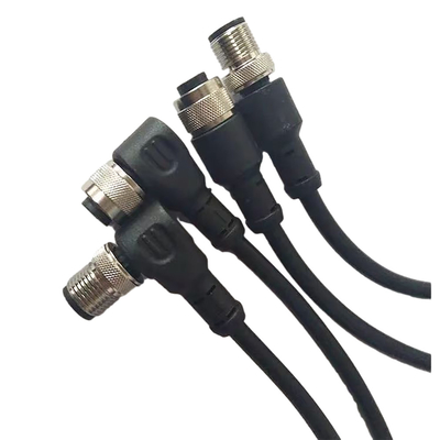 Längen-Mann Metallschrauben-Phoenix M12 Kabel-100cm zum weiblichen Schwarzen mit PVC-Abdeckung